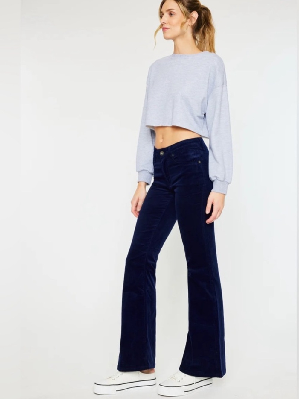 Old Navy Dark Blue Corduroy High Rise Flare Leg Pants Size 4